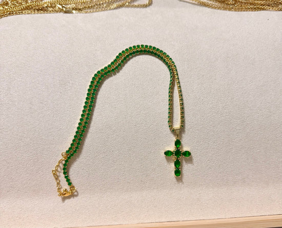 Cadena Circonitas verde 45cm